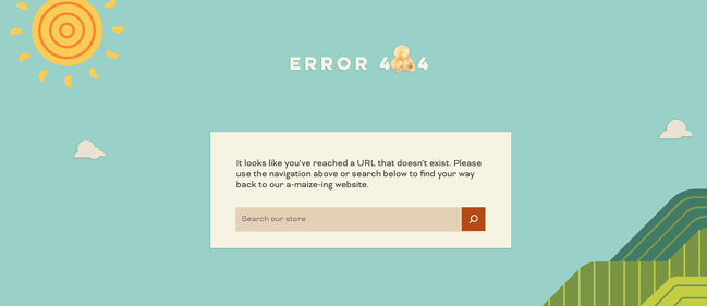 Esempio di pagina di errore 404 dal sito Web pipcorn