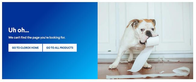 Esempio di pagina di errore 404 dal sito clorox