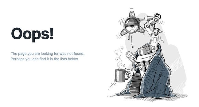 Esempio di pagina di errore 404 dal sito Web iconfinder