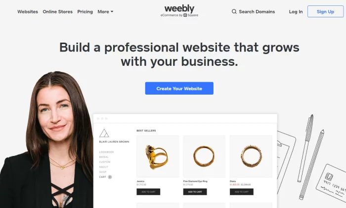 최고의 웹사이트 빌더를 위한 Weebly 시작 페이지