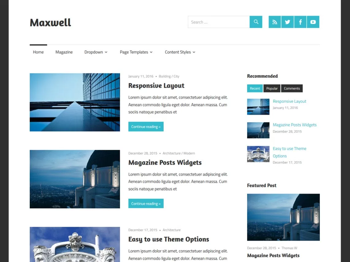 Maxwell-Thema für Blogging-Websites