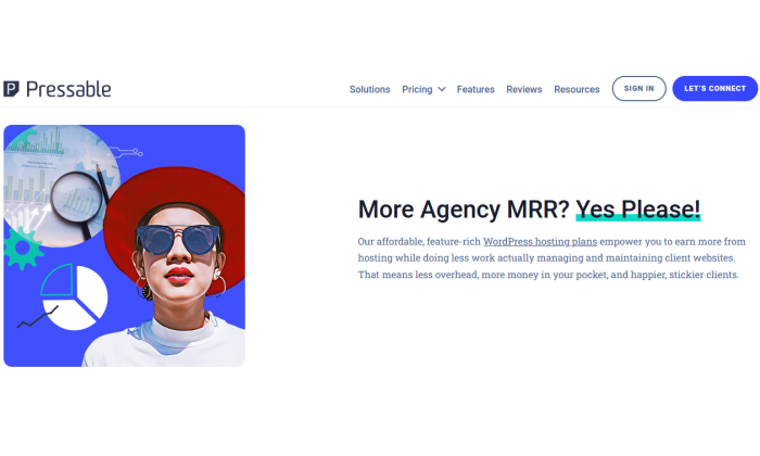 최고의 WordPress 웹 호스팅을 위한 대행사의 누를 수 있는 메인 페이지