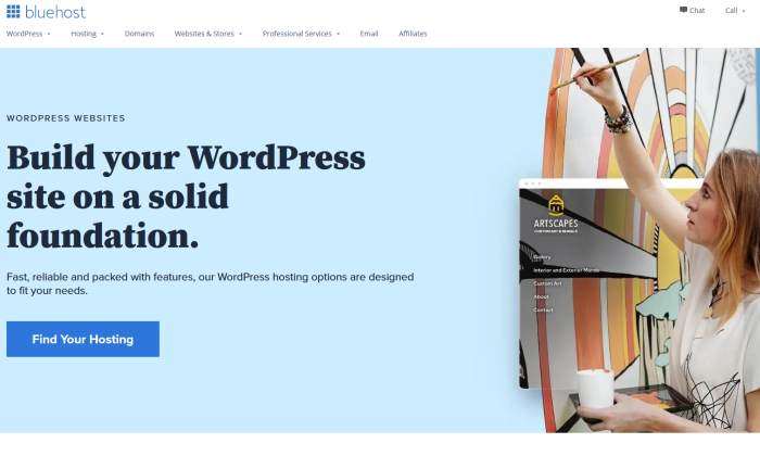 최고의 WordPress 웹 호스팅을 위한 Bluehost WP