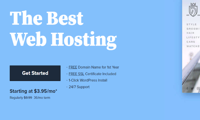 최고의 클라우드 웹 호스팅을 위한 Bluehost 메인 페이지