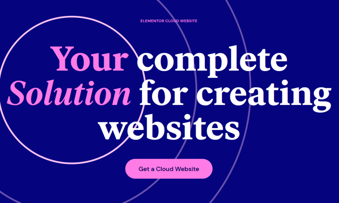 최고의 클라우드 웹 호스팅을 위한 Elementor Cloud 웹사이트 메인 페이지
