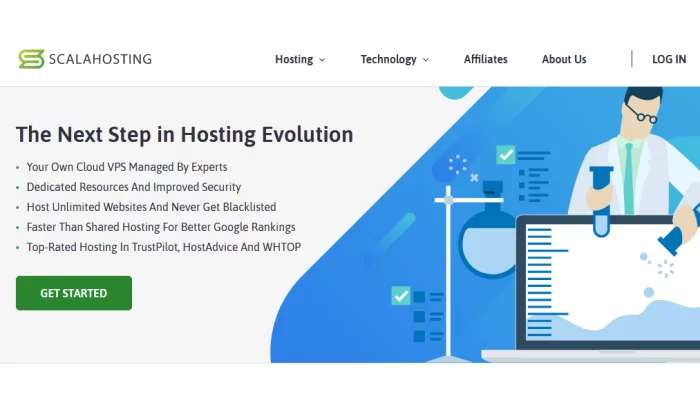 최고의 VPS 호스팅을 위한 Scala 호스팅 시작 페이지