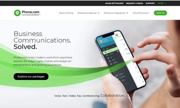 VoIP 전화 서비스용 Phone.com 시작 페이지