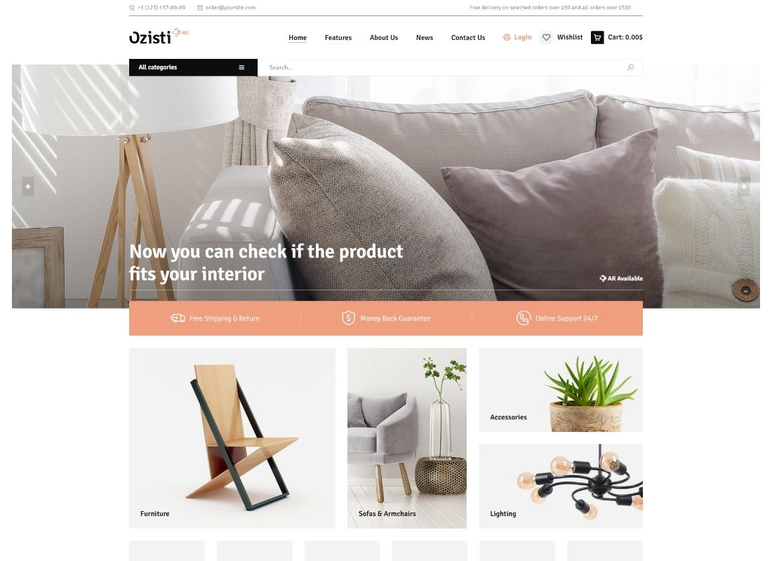 오지스티 | 다중 개념 WooCommerce WordPress 테마 증강 현실 스토어 준비