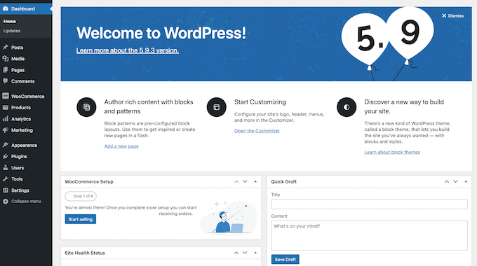 WordPress 管理仪表板