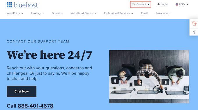 Bluehost 支持设置 The Bluehost support settings