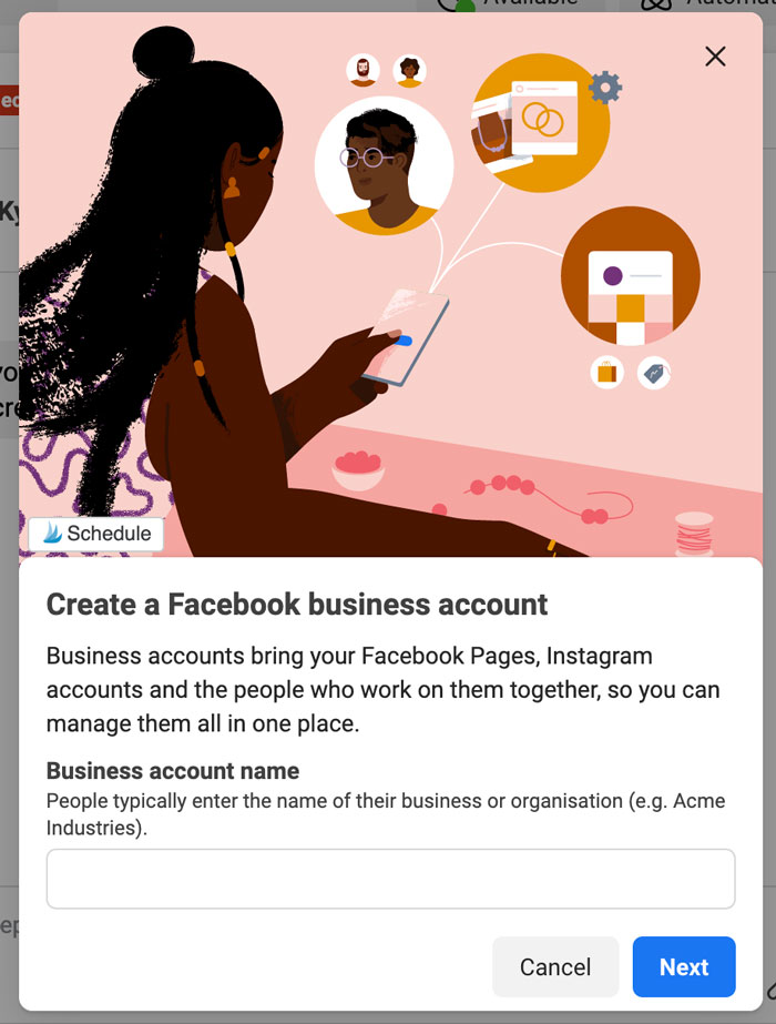 Crie uma conta comercial do Facebook no Facebook Business Suite