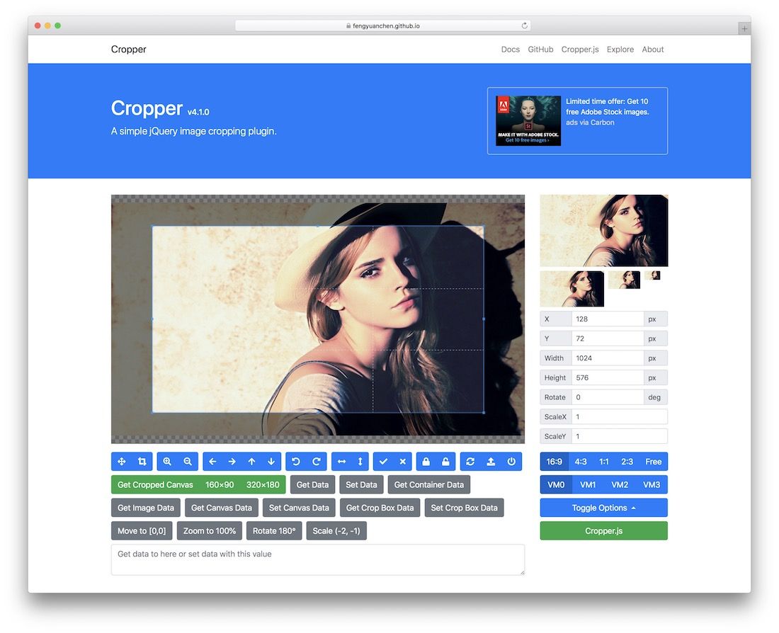 greffon jquery de recadrage