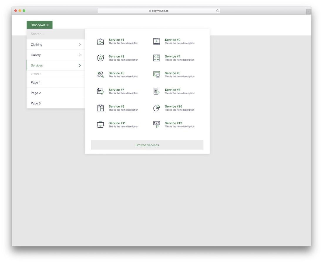 mega dropdown