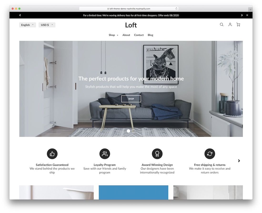 tema de paralaxe do loft shopify
