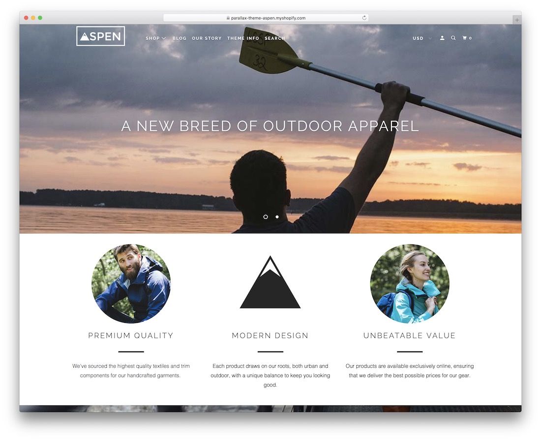 tema shopify de paralaxe responsivo