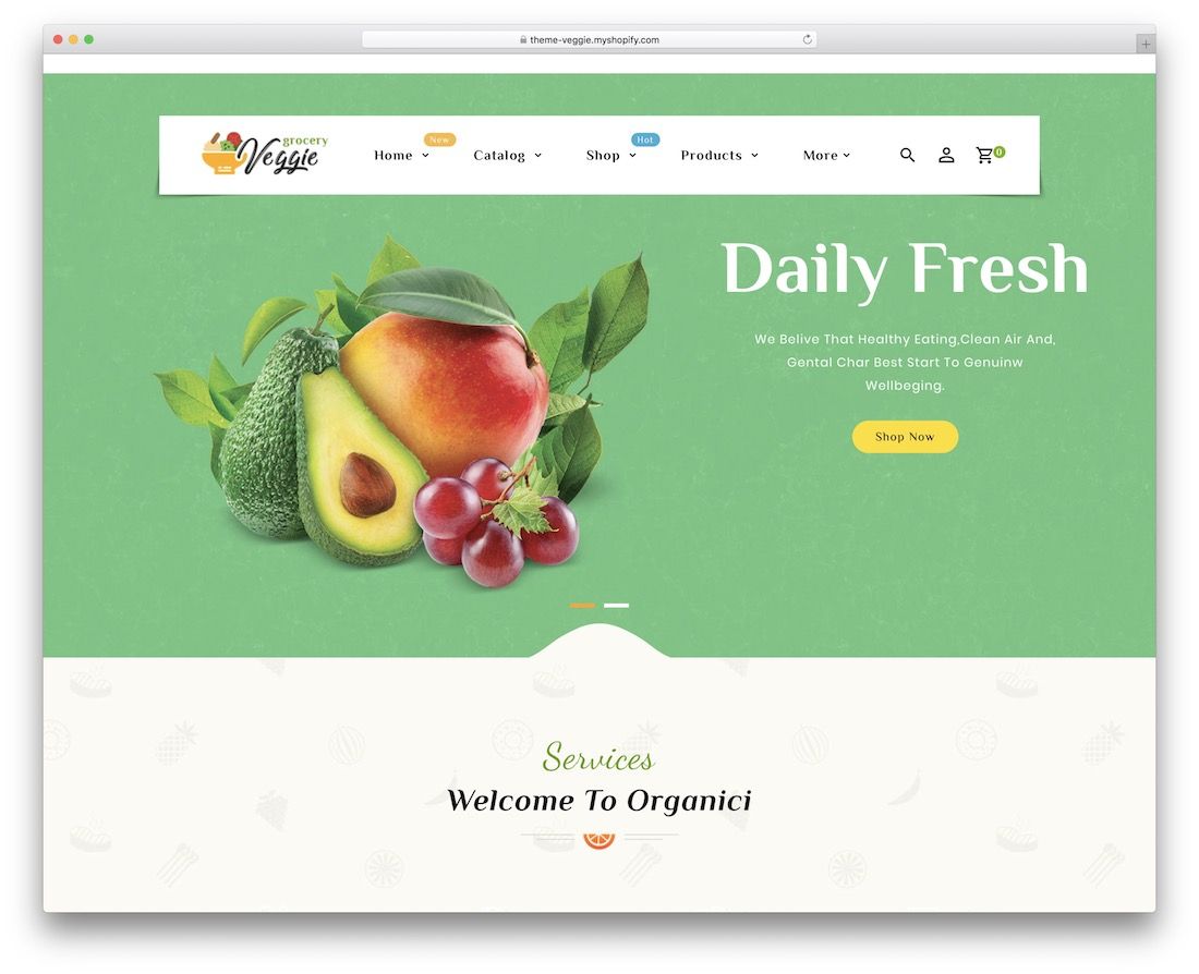 tema de paralaxe vegetariano shopify