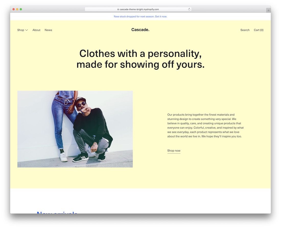 tema do shopify da boutique em cascata