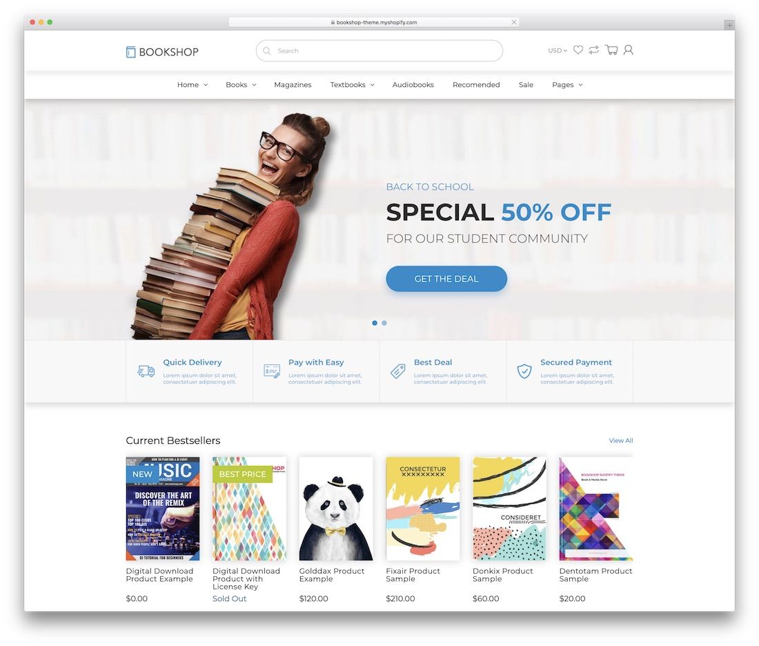 متجر الكتب shopify موضوع التكنولوجيا