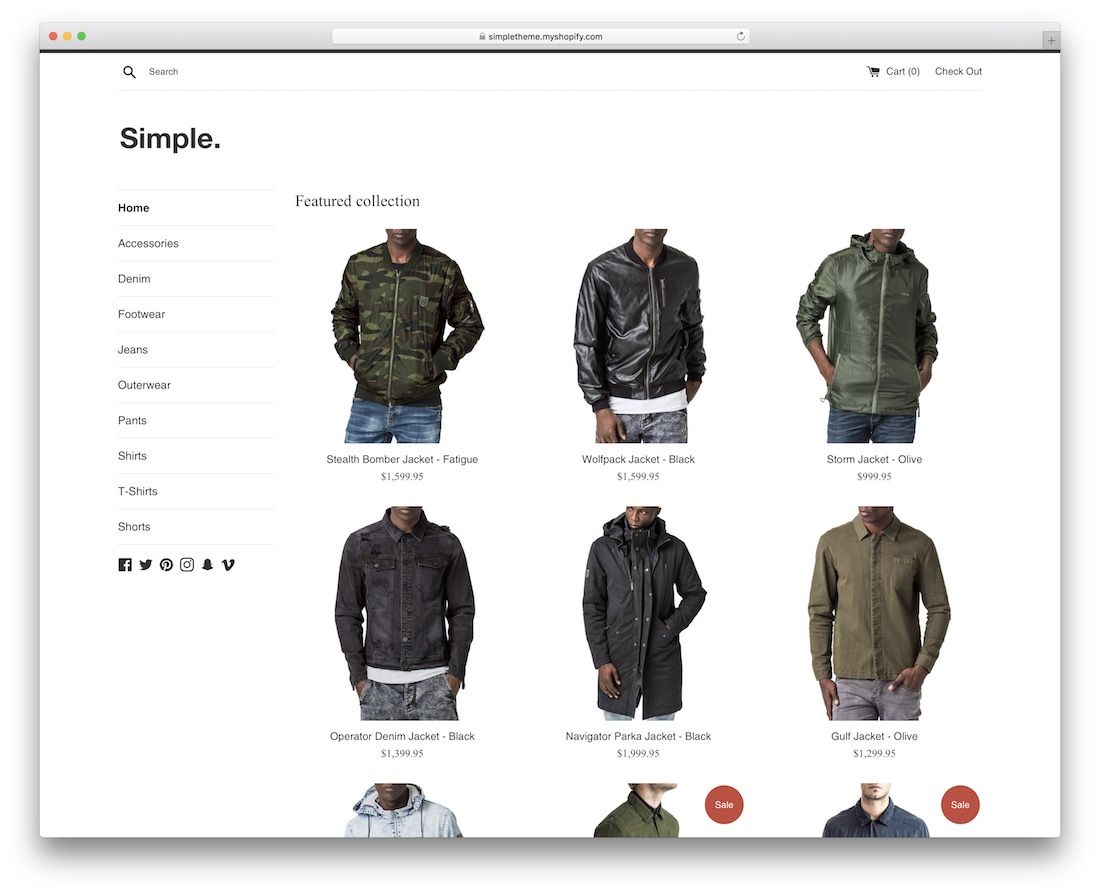 tema shopify mínimo simples