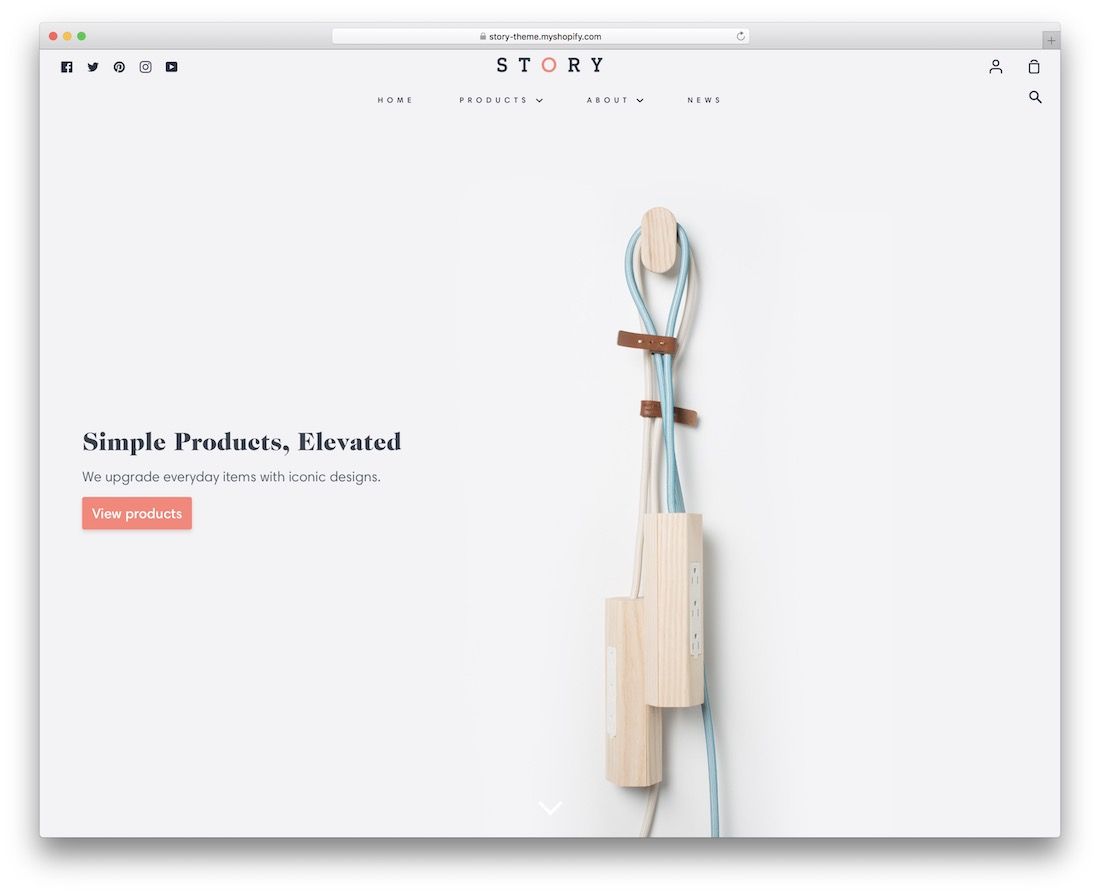 tema shopify mínimo da história