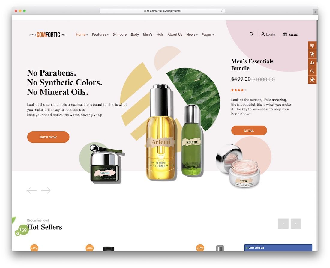 tema shopify minimalista confortável