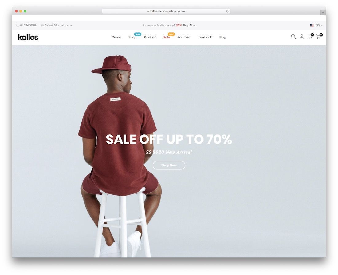 t恤的kalles shopify主題