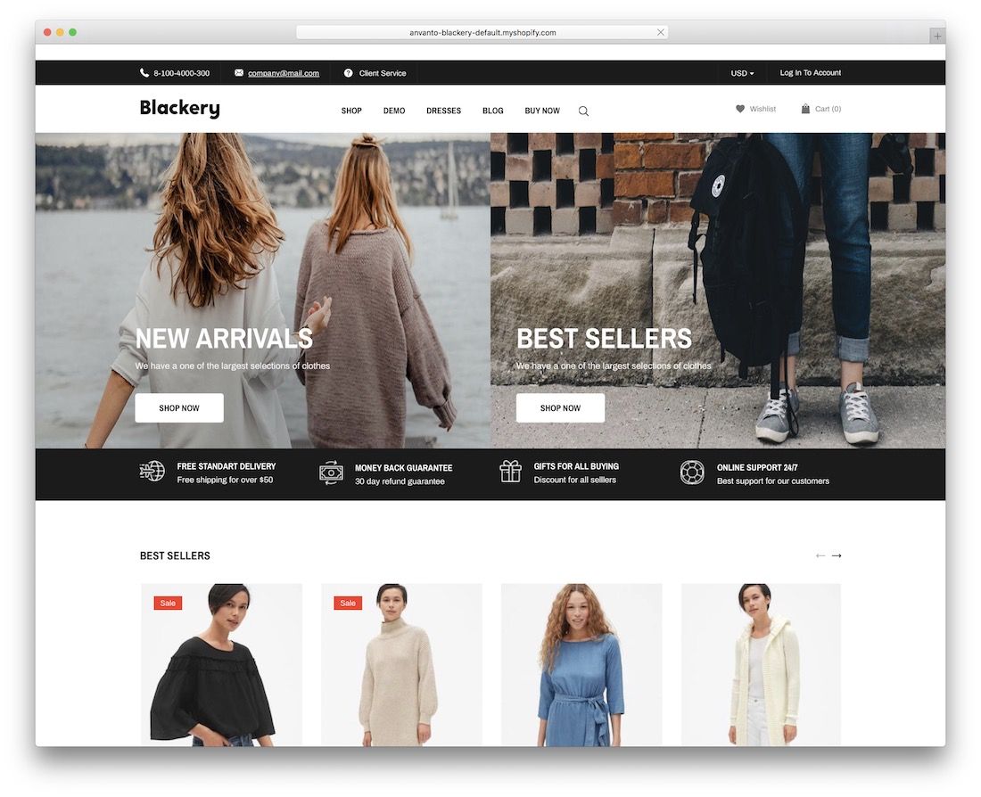 用於 T 恤的 blackery shopify 主題
