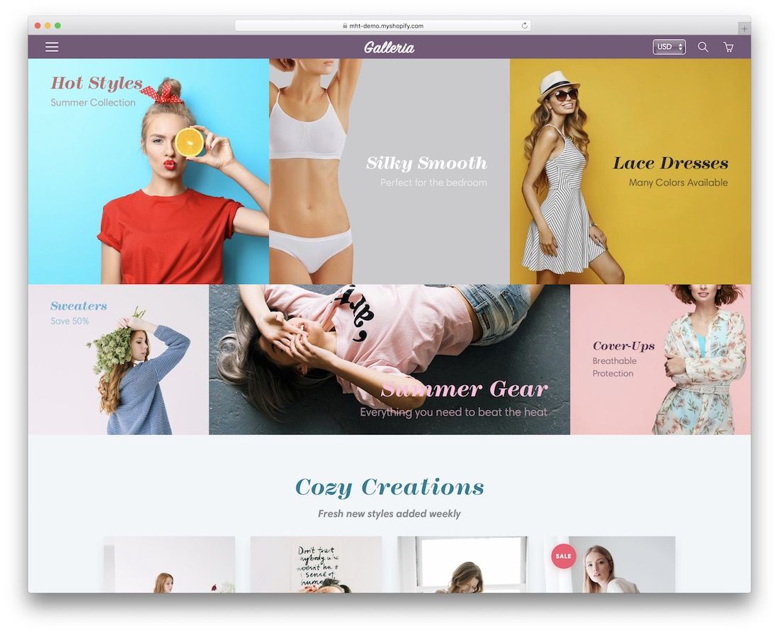 用於 T 恤的 Galleria shopify 主題