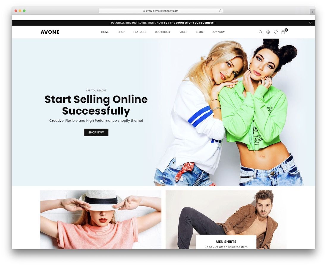 Avone Shopify motyw strony docelowej
