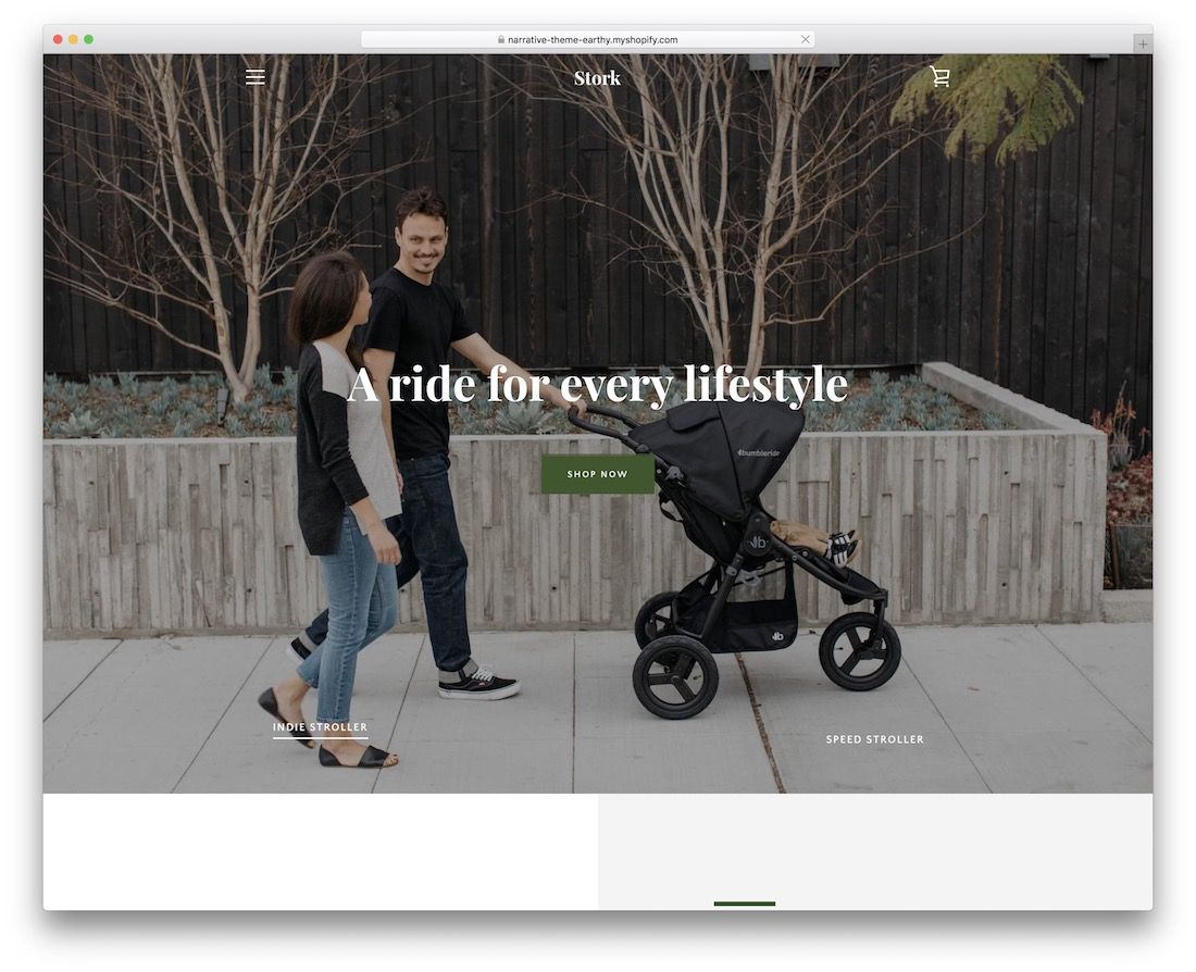 narracyjny motyw strony docelowej Shopify