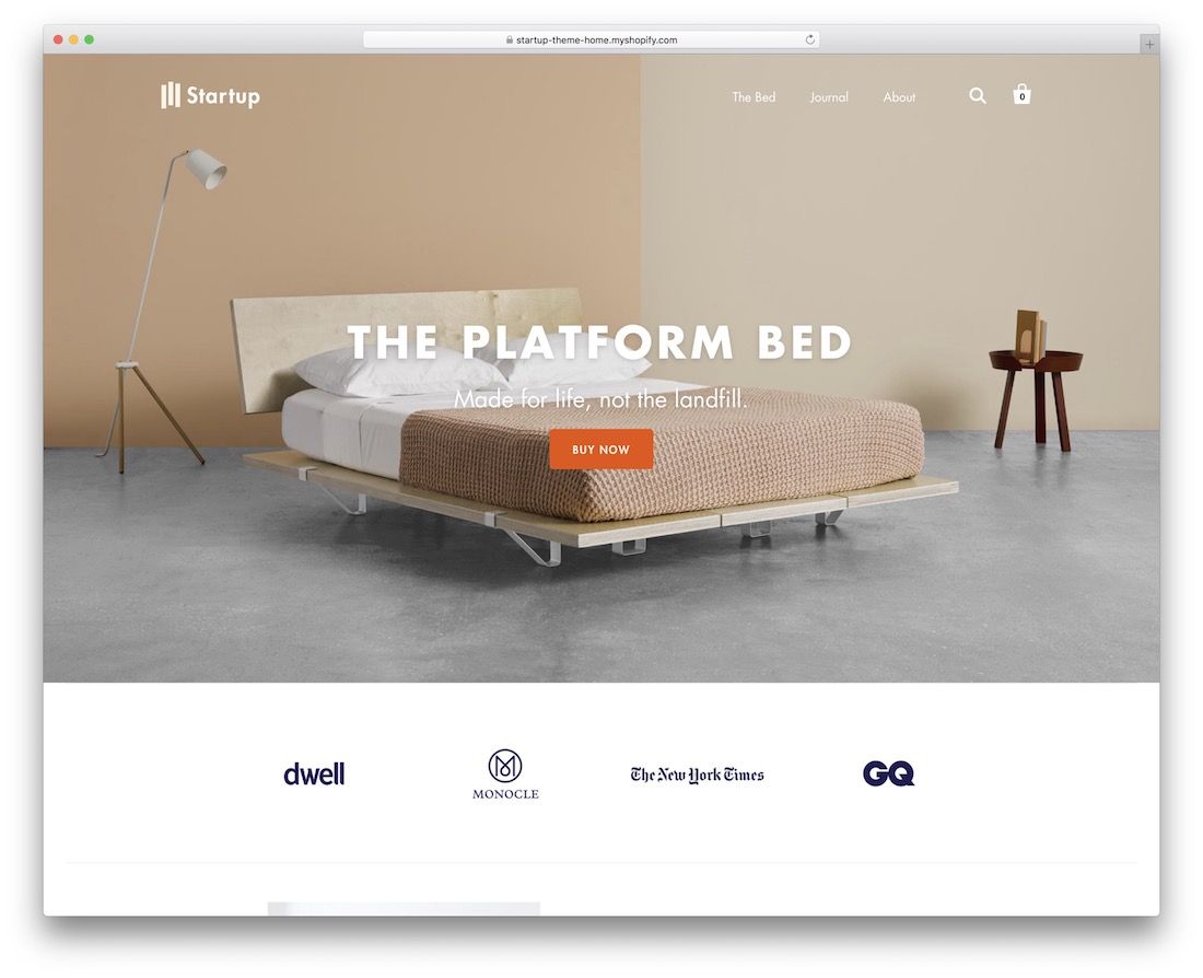 Startowy motyw strony docelowej Shopify