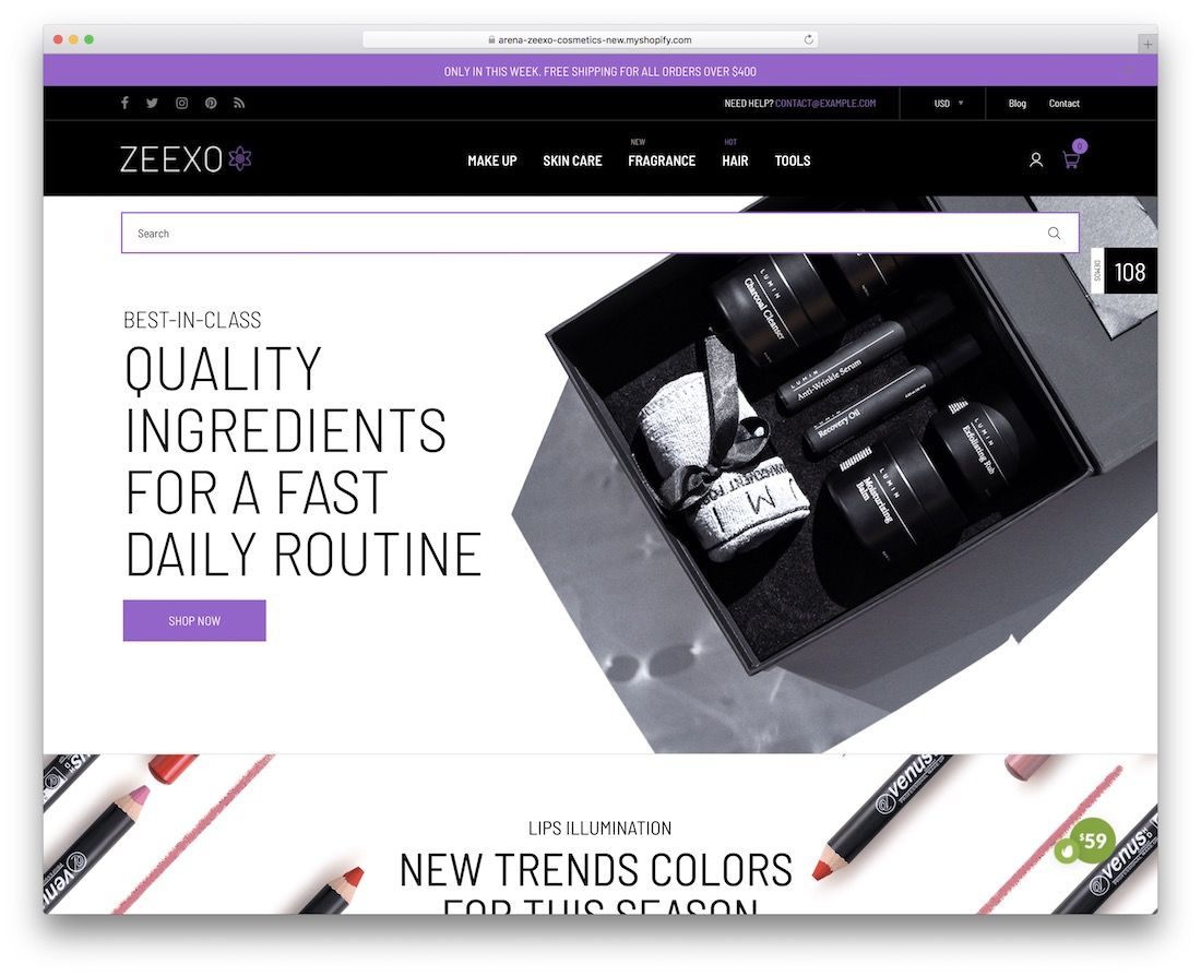 motyw strony docelowej zeexo shopify