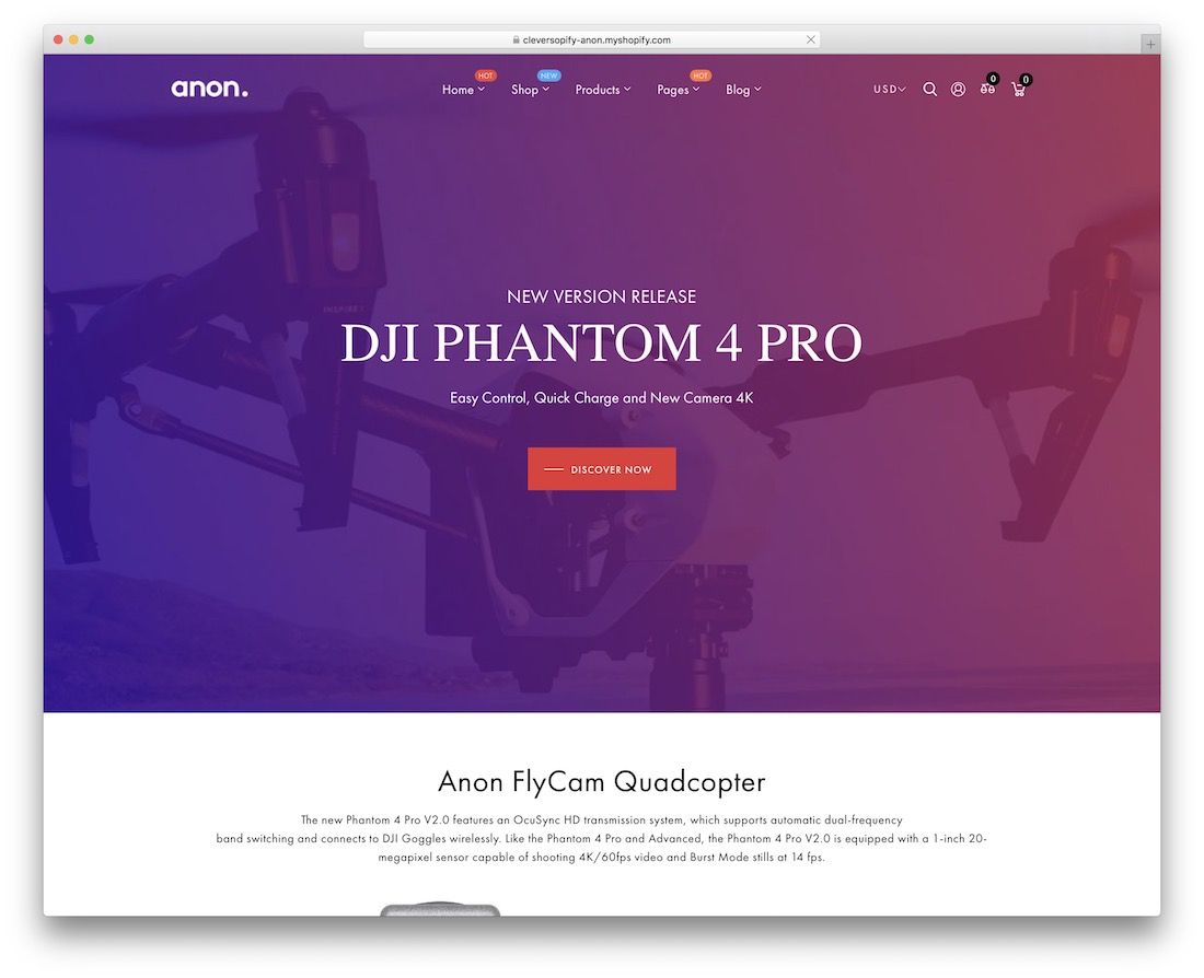 thème shopify à produit unique anon