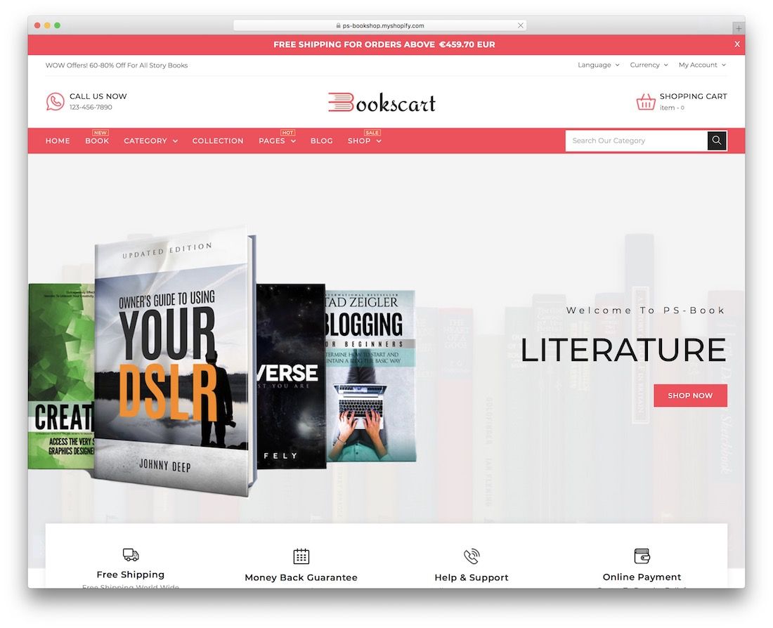Bookcart Shopify księgarnia motyw