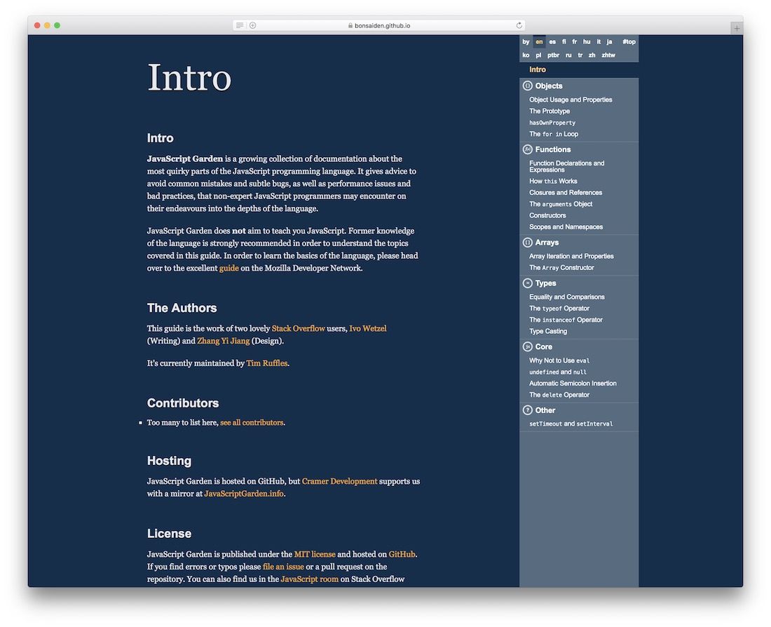 giardino javascript