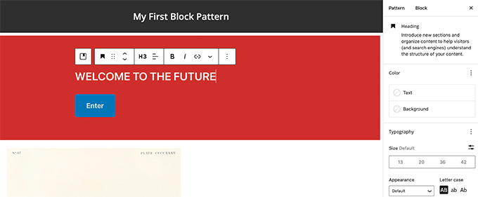 블록 패턴 레이아웃 편집 Editing block pattern layout