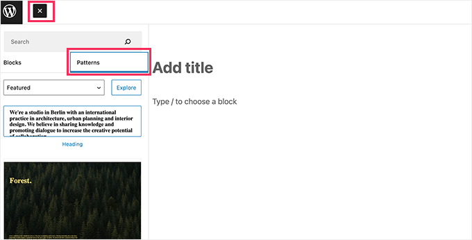 블록 패턴 추가 Add block pattern