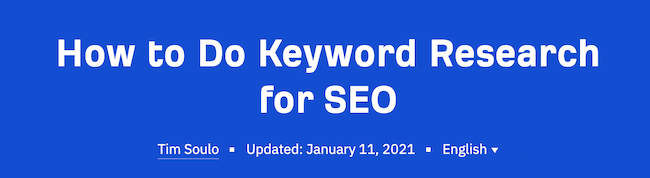 ตัวอย่าง SEO ชื่อเพจ: Ahrefs, “How to Do Keyword Research for SEO”