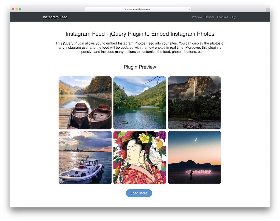 instagram feed jquery plugin mídia social