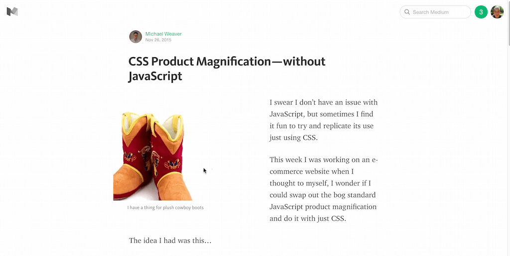 Ampliação do produto CSS — sem JavaScript — Médio