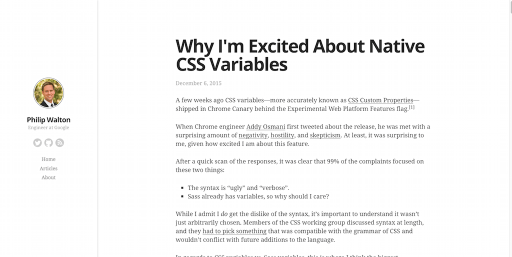 Por que estou empolgado com as variáveis ​​CSS nativas — Philip Walton
