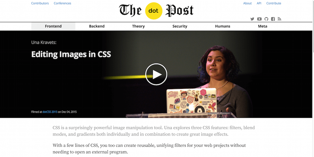 Editando imagens em CSS The dot Post