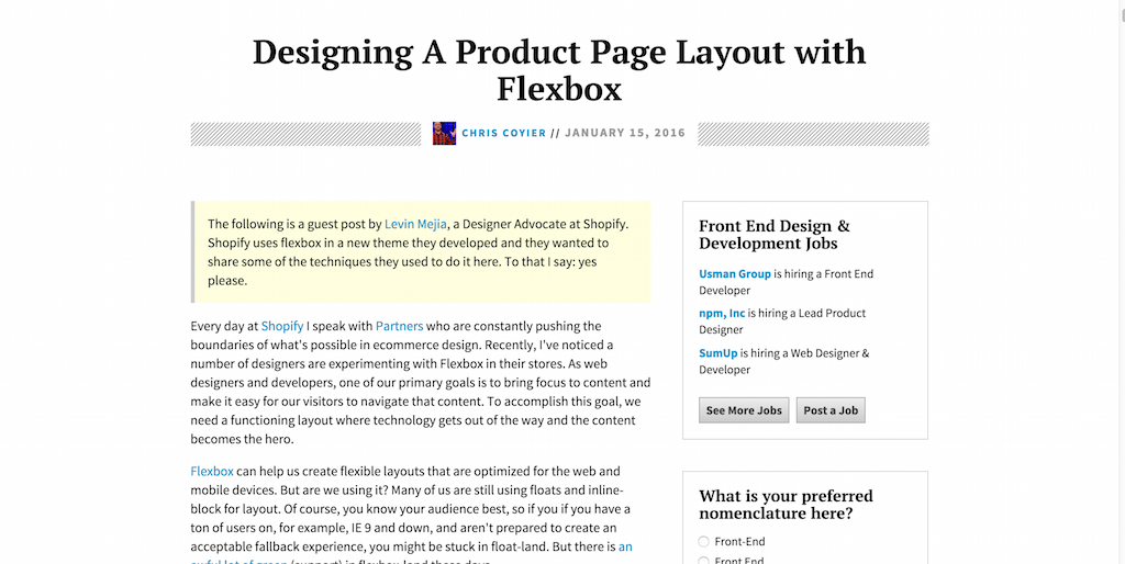 Projetando um layout de página de produto com truques de CSS do Flexbox