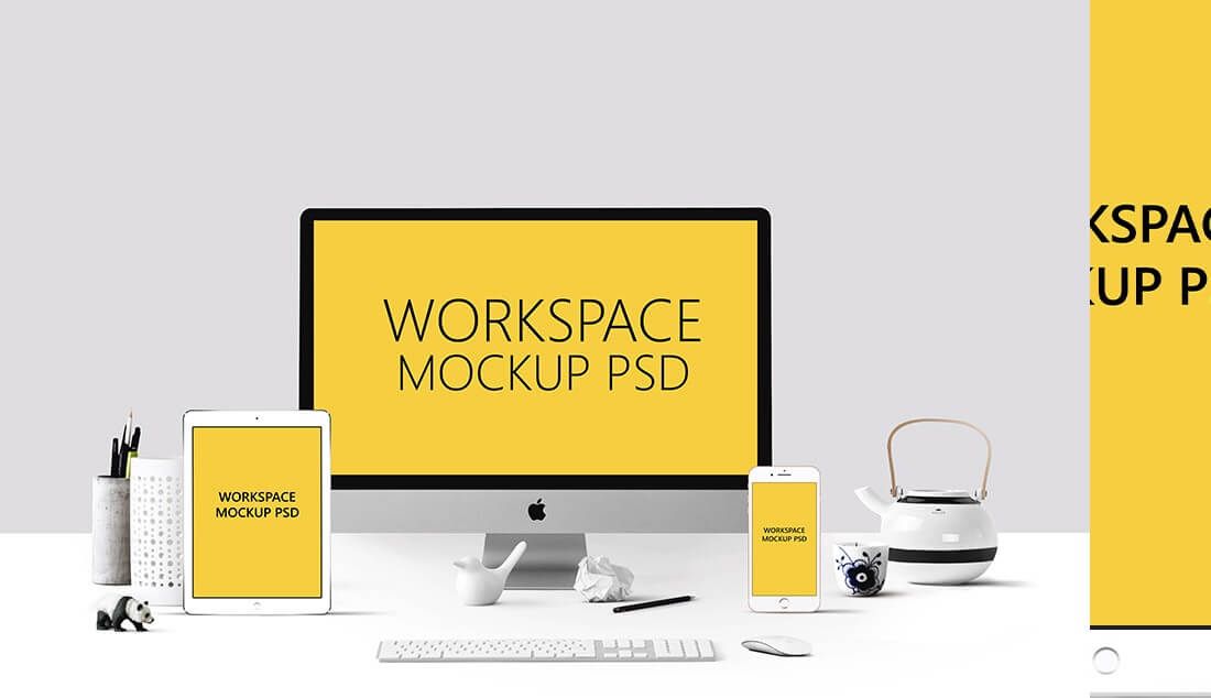 maquete do espaço de trabalho da apple psd