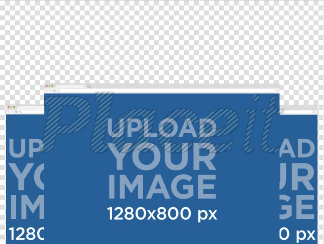 tiga mockup browser web di atas latar belakang transparan