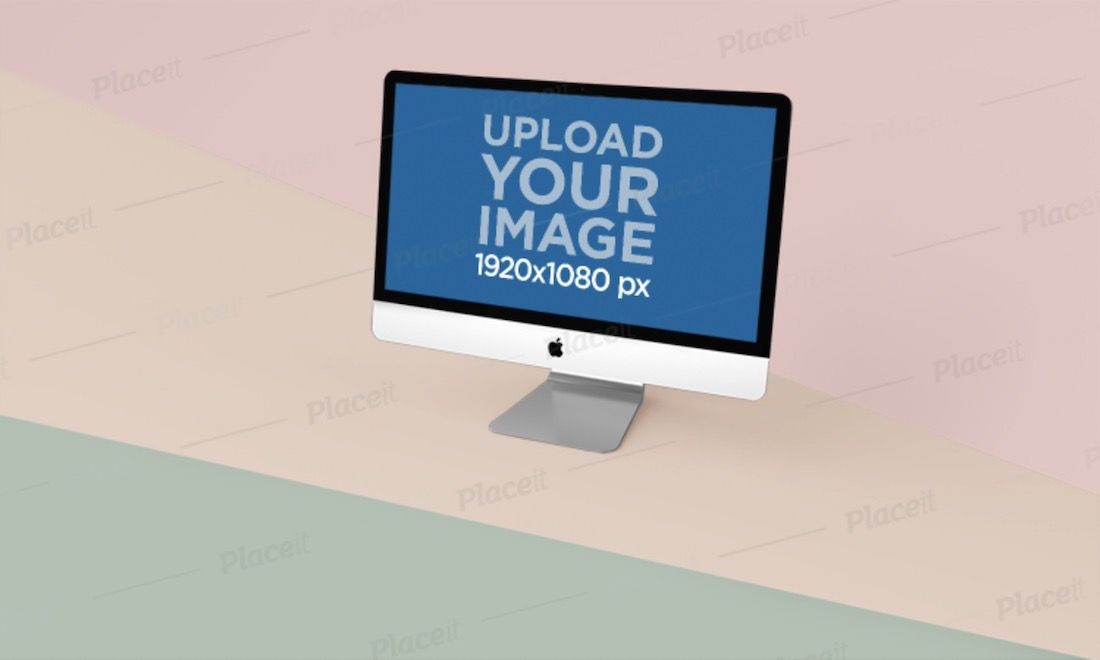 макет imac на поверхности трех разных цветов