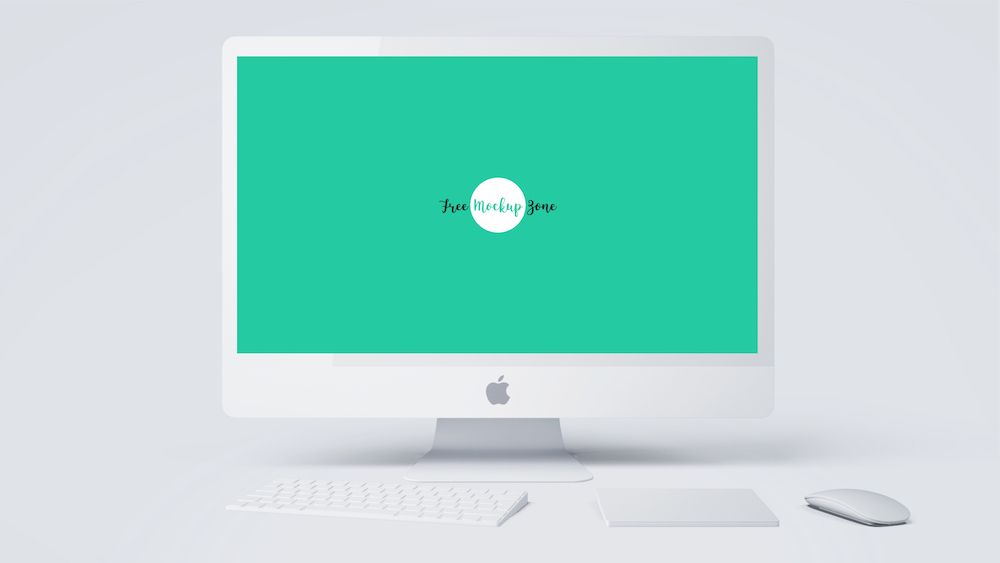бесплатный макет imac из твердого белого яблока