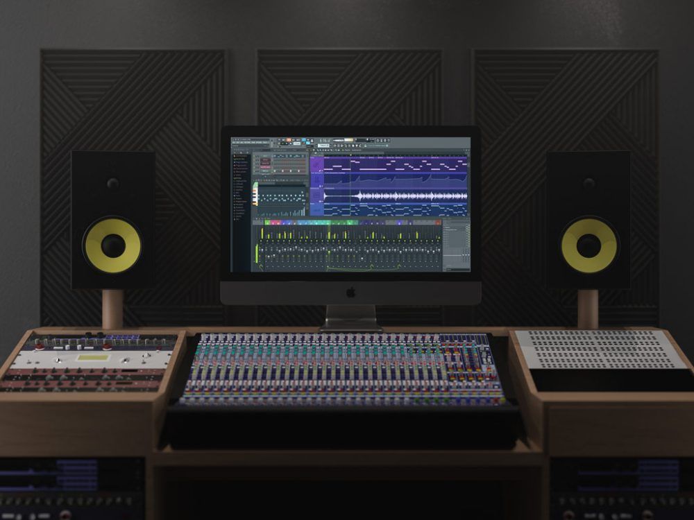 макет звуковой студии imac pro plus