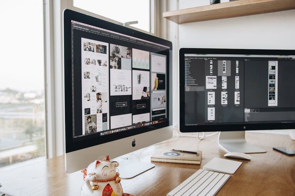 Макет установки imac с двумя мониторами