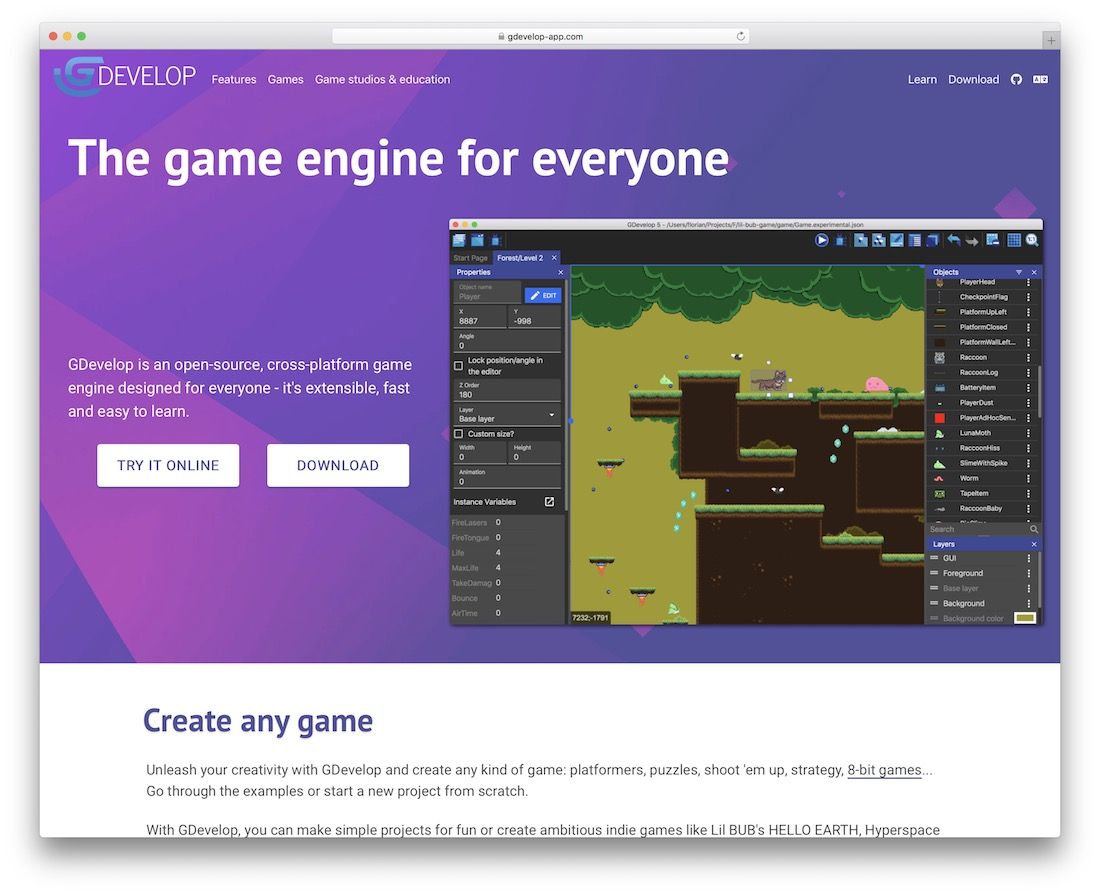 gdevelop moteur javascript pour créer des jeux